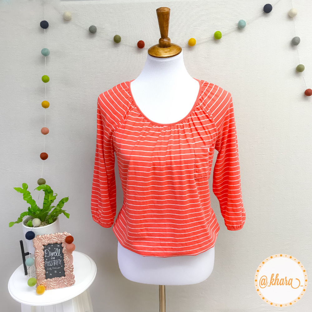 Joe Fresh Coral Orange 3/4 Sleeve Blouse